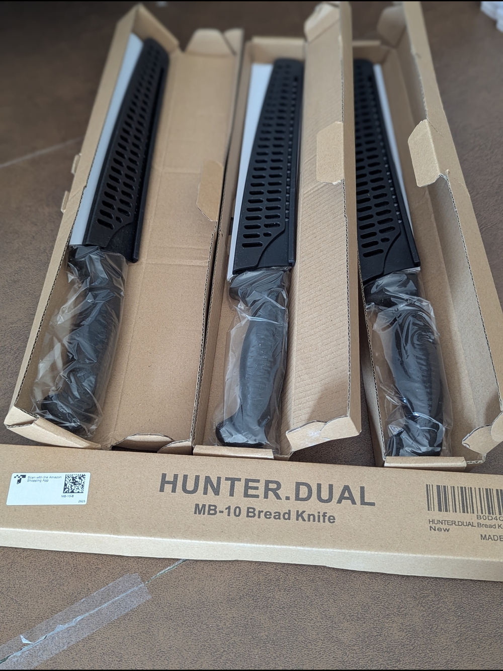 Hunter Black Bread Knife Trio with Protective Sheaths 4 Only